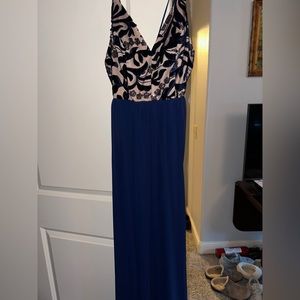 Blue / cream / large / prom dress